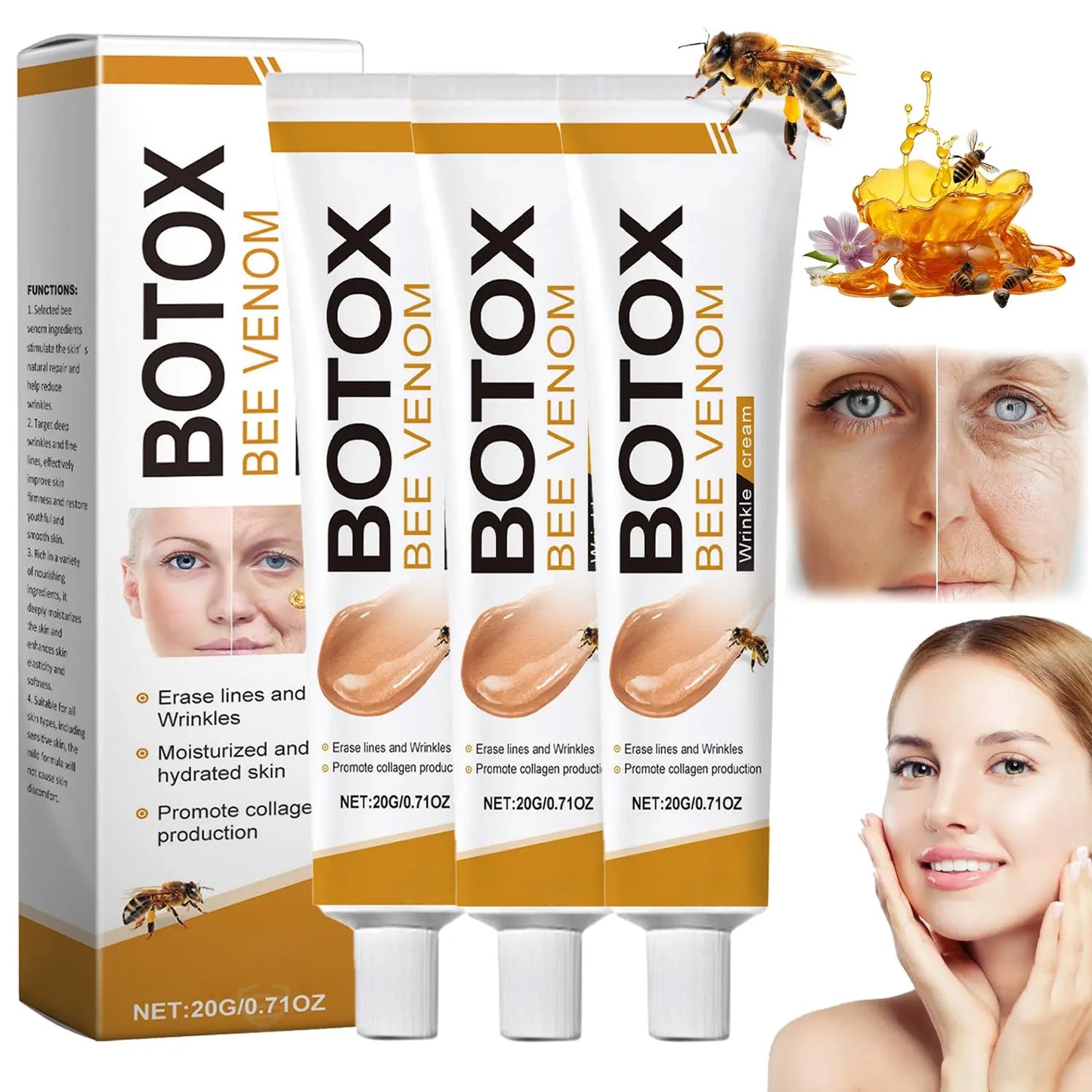 Bee Venom, Bee Venom Wrinkle Removal Cream, Bee Venom Anti-Wrinkle Firming Cream